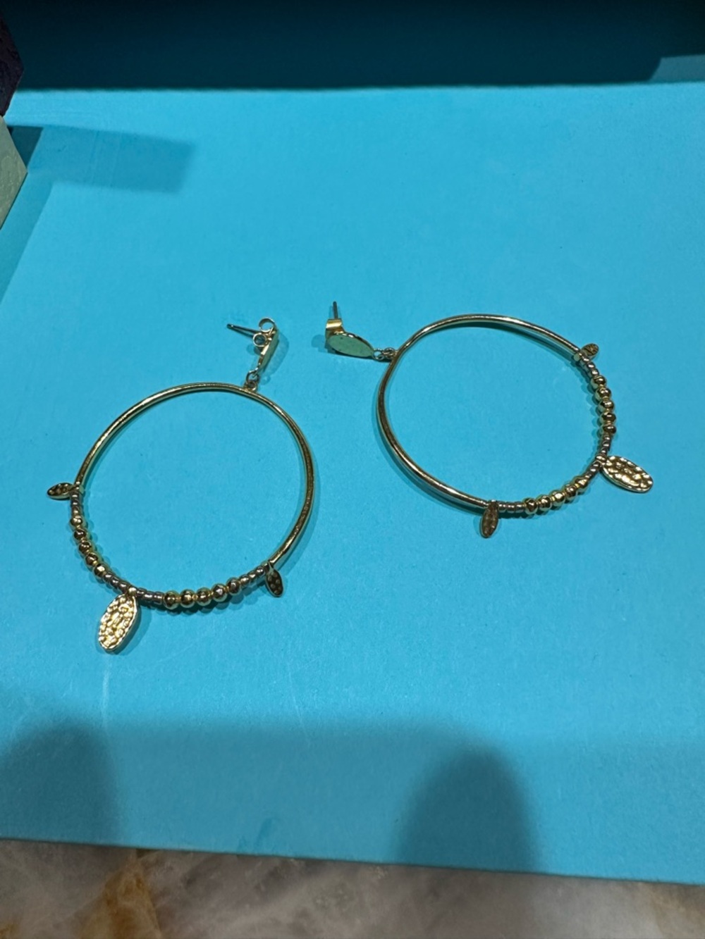 18 Karat Gold Plated Brass Gorjana | Leucadia Beaded Drop Hoop